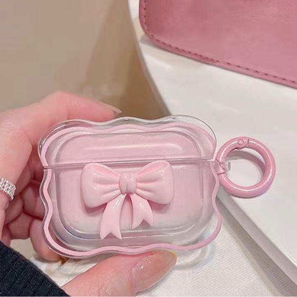 Other - Pink Clear Bow AirPods Pro Case